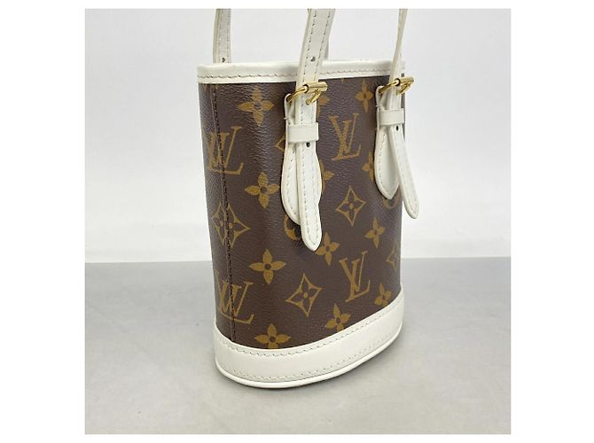 Borsa Louis Vuitton Monogram Nano Bucket Marrone Bianco - vista 2