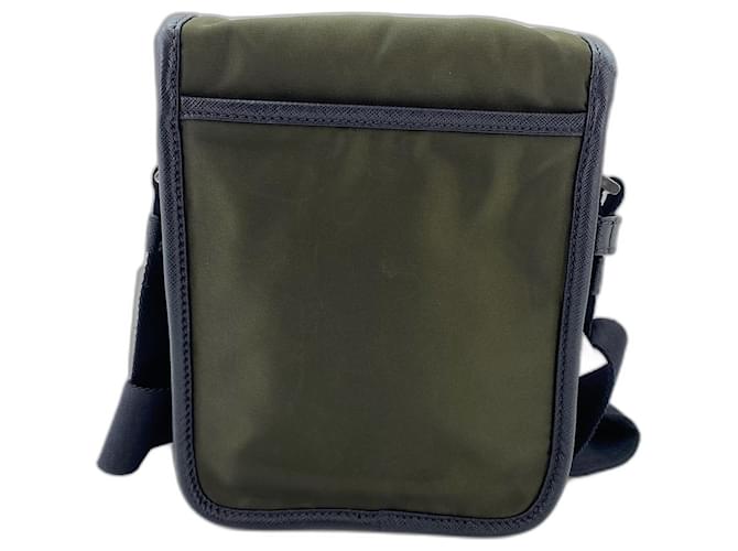 Borsa a tracolla Prada Saffiano in Khaki Cachi - vista 2