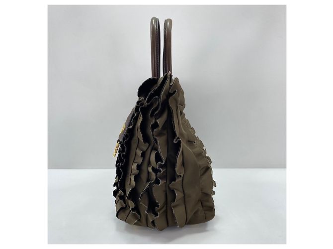 Borsa con volant PRADA in Brown Marrone - vista 5