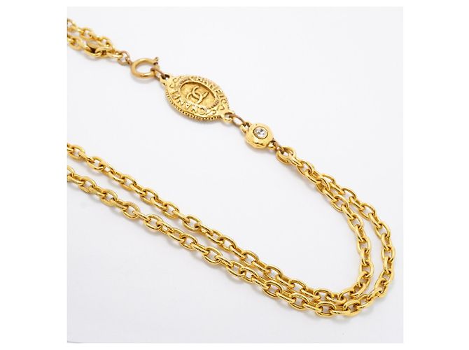 Collana Chanel placcata oro con strass D'oro - vista 2