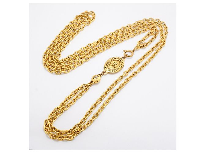 Collana Chanel placcata oro con strass D'oro - vista 3