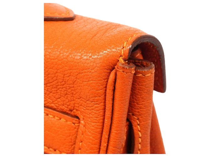 Hermès Borsa Hermes Kelly 35 in pelle Chevre Orange Arancione - vista 12