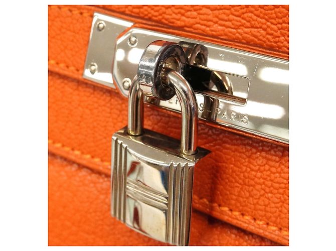 Hermès Borsa Hermes Kelly 35 in pelle Chevre Orange Arancione - vista 13