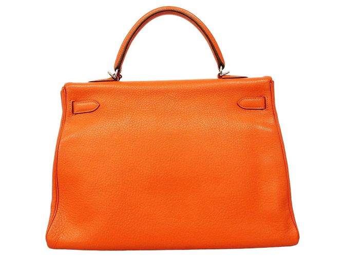 Hermès Borsa Hermes Kelly 35 in pelle Chevre Orange Arancione - vista 15