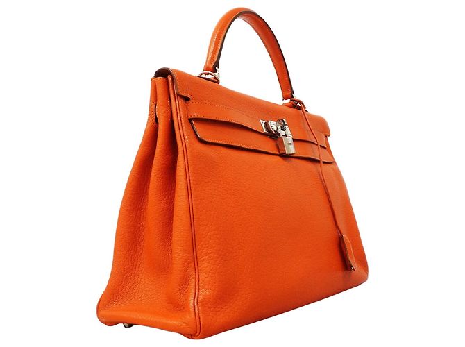 Hermès Borsa Hermes Kelly 35 in pelle Chevre Orange Arancione - vista 2