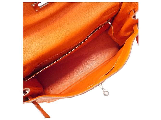 Hermès Borsa Hermes Kelly 35 in pelle Chevre Orange Arancione - vista 4