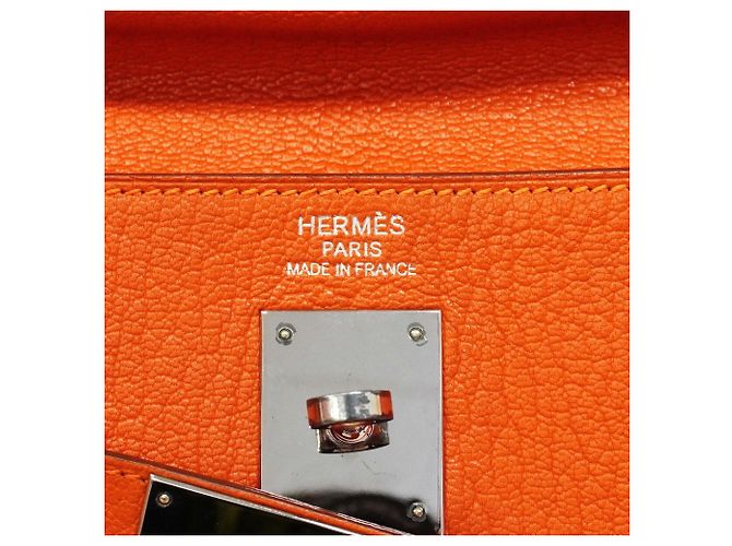 Hermès Borsa Hermes Kelly 35 in pelle Chevre Orange Arancione - vista 5