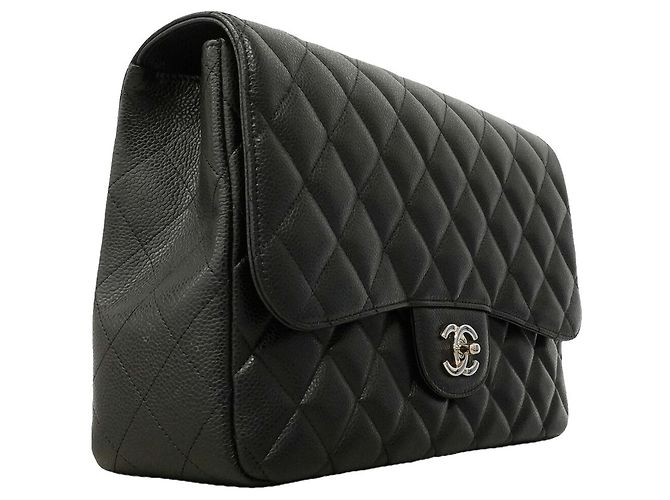 Borsa a tracolla Chanel in vitello grana nera Nero - vista 2