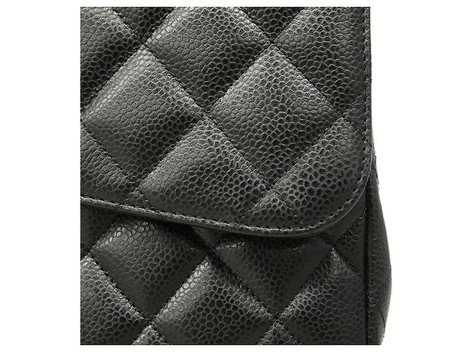 Borsa a tracolla Chanel in vitello grana nera Nero - vista 7
