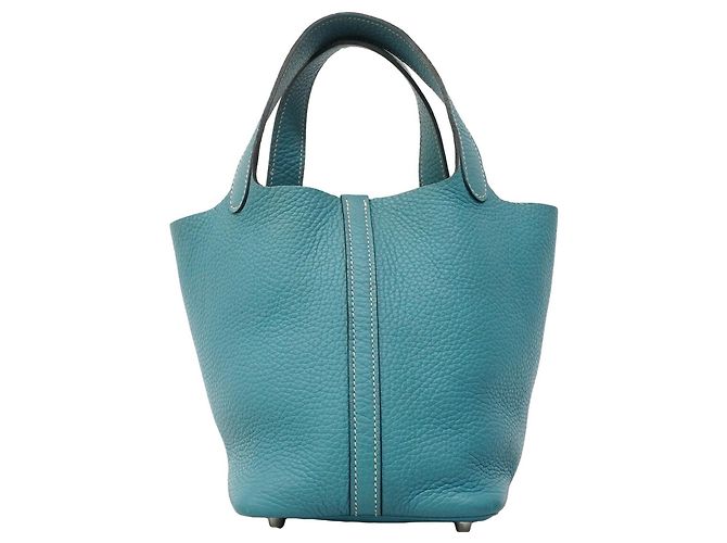 Hermès Borsa Hermes Picotin Lock PM in Blue Jean - vista 13