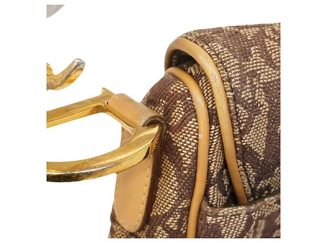 Borsa Christian Dior Trotter Saddle Canvas Marrone - vista 8