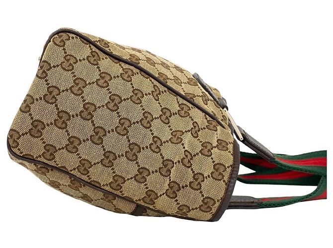 GUCCI Sherry Line GG Logo Canvas Leder Tote Bag Braun Rot Grün - Ansicht 6