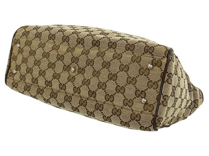 GUCCI Sherry Line GG Logo Canvas Leder Tote Bag Braun Rot Grün - Ansicht 8