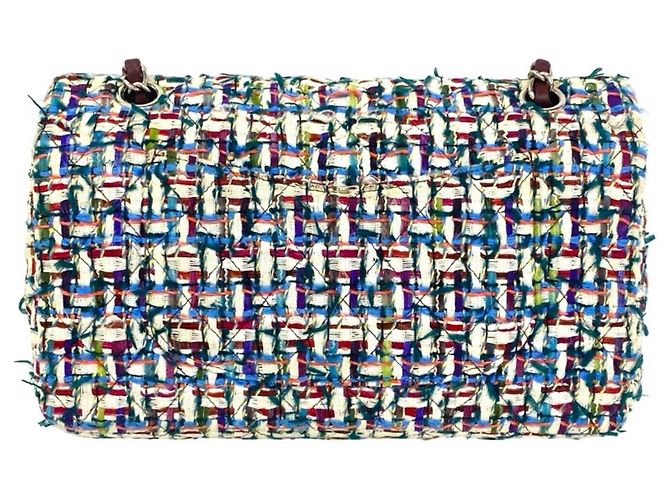 Borsa a tracolla Chanel Double Flap Coco Mark in tweed con catena Multicolore - vista 3