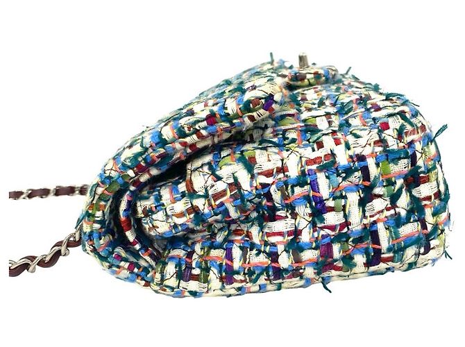Borsa a tracolla Chanel Double Flap Coco Mark in tweed con catena Multicolore - vista 5