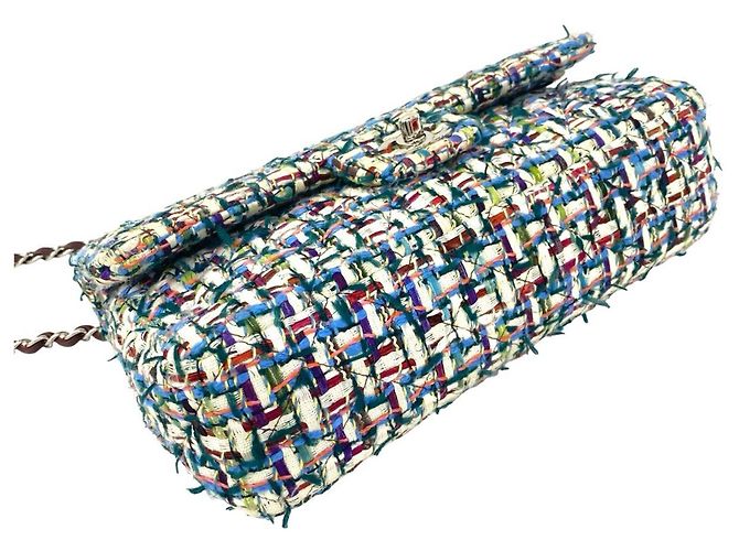 Borsa a tracolla Chanel Double Flap Coco Mark in tweed con catena Multicolore - vista 7