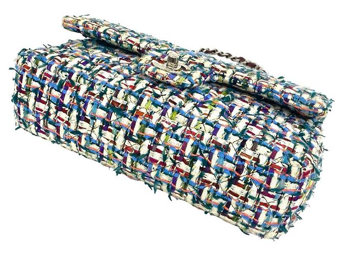 Borsa a tracolla Chanel Double Flap Coco Mark in tweed con catena Multicolore - vista 8
