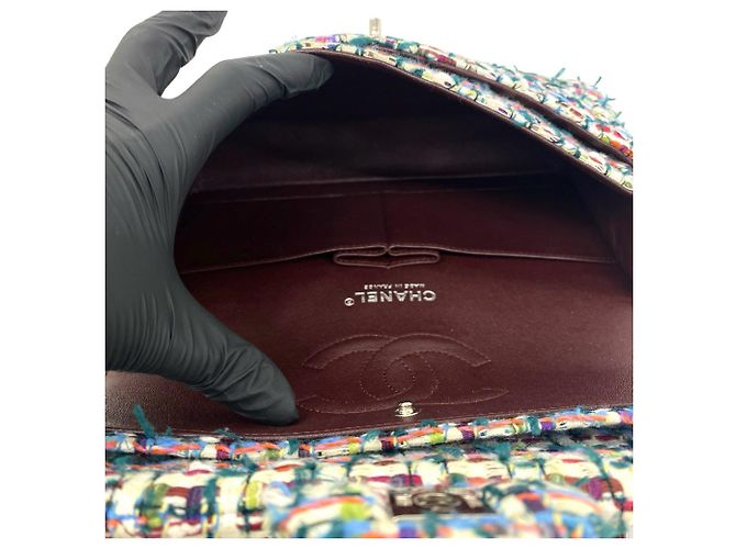 Borsa a tracolla Chanel Double Flap Coco Mark in tweed con catena Multicolore - vista 9