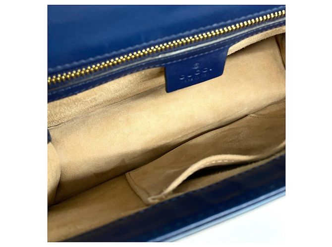 Borsa a tracolla 2-Way in pelle GUCCI Sylvie Sherry Line Rosso Verde Blu navy - vista 10