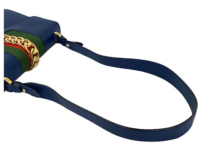 Borsa a tracolla 2-Way in pelle GUCCI Sylvie Sherry Line Rosso Verde Blu navy - vista 4