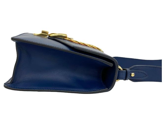 Borsa a tracolla 2-Way in pelle GUCCI Sylvie Sherry Line Rosso Verde Blu navy - vista 6