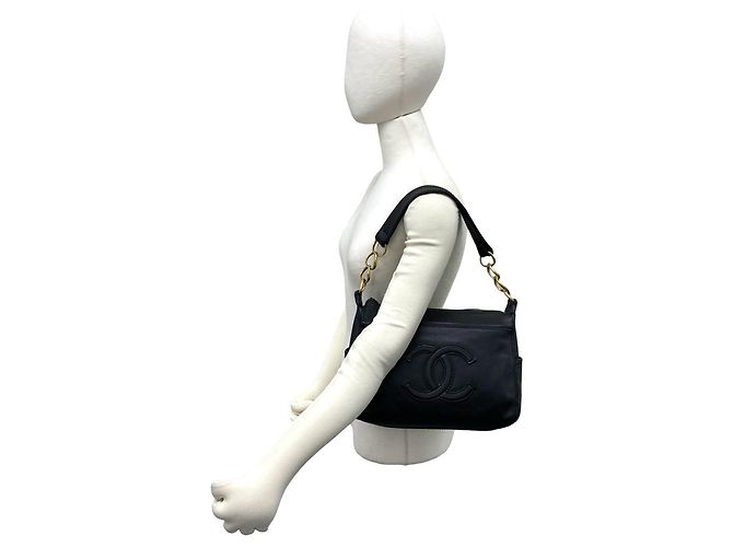 Chanel Coco Mark Mini Leder-Tote-Bag mit Kette Schwarz - Ansicht 2