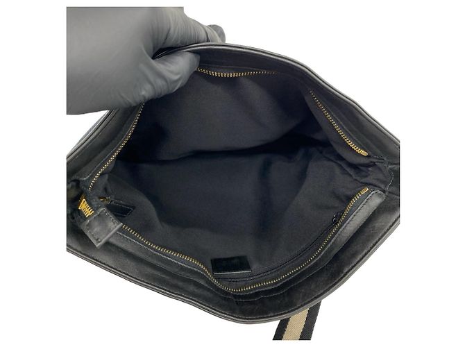 Gucci GG Logo Pattern Canvas Leather Shoulder Bag Black Navy blue - view 9