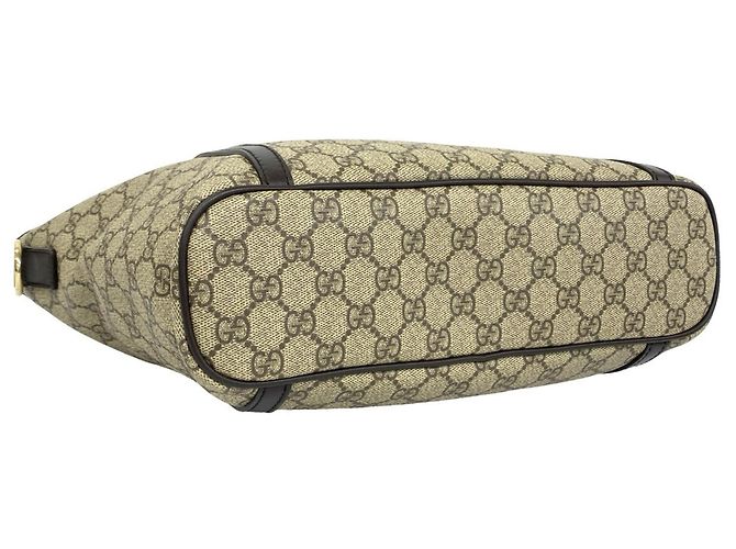 GUCCI GG Supreme Logo Leder-Tote-Bag Braun Beige - Ansicht 7
