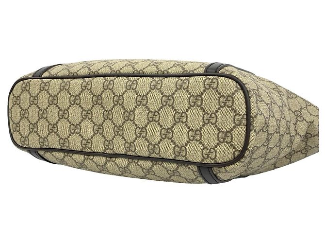 GUCCI GG Supreme Logo Leder-Tote-Bag Braun Beige - Ansicht 8