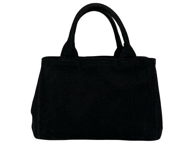 Prada Canapa Mini Tote/Schultertasche aus Canvas mit Logo-Print Schwarz - Ansicht 3