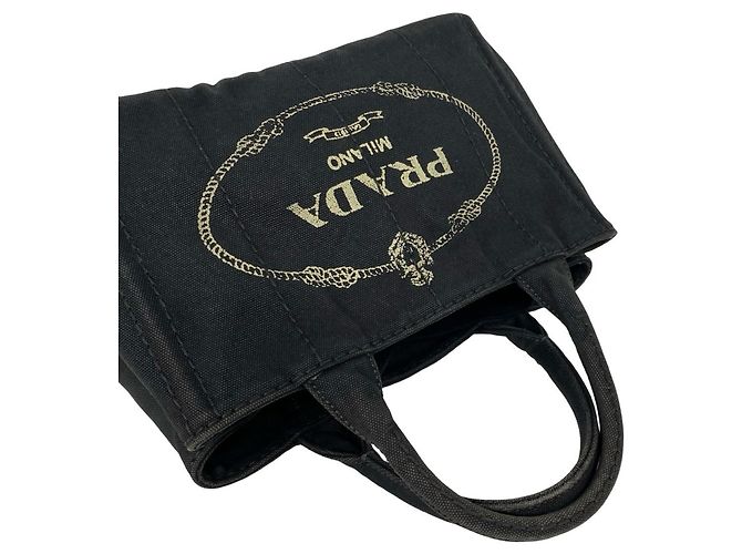 Prada Canapa Mini Tote/Schultertasche aus Canvas mit Logo-Print Schwarz - Ansicht 4