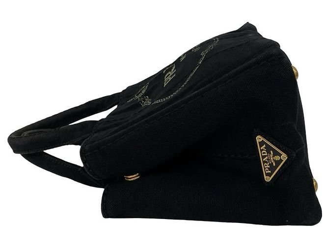 Prada Canapa Mini Tote/Schultertasche aus Canvas mit Logo-Print Schwarz - Ansicht 5