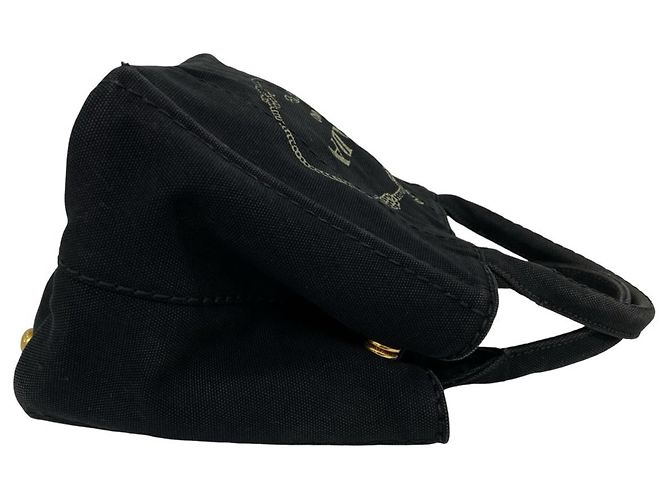 Prada Canapa Mini Tote/Schultertasche aus Canvas mit Logo-Print Schwarz - Ansicht 6