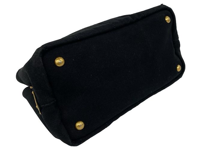 Prada Canapa Mini Tote/Schultertasche aus Canvas mit Logo-Print Schwarz - Ansicht 7