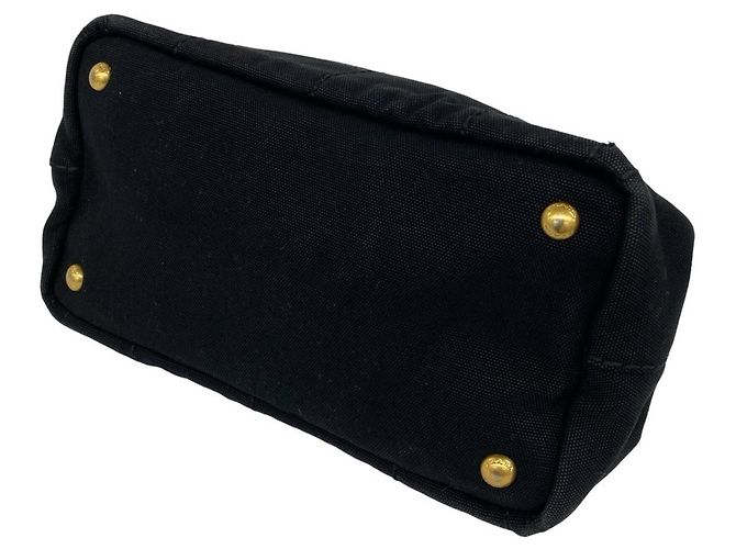 Prada Canapa Mini Tote/Schultertasche aus Canvas mit Logo-Print Schwarz - Ansicht 8