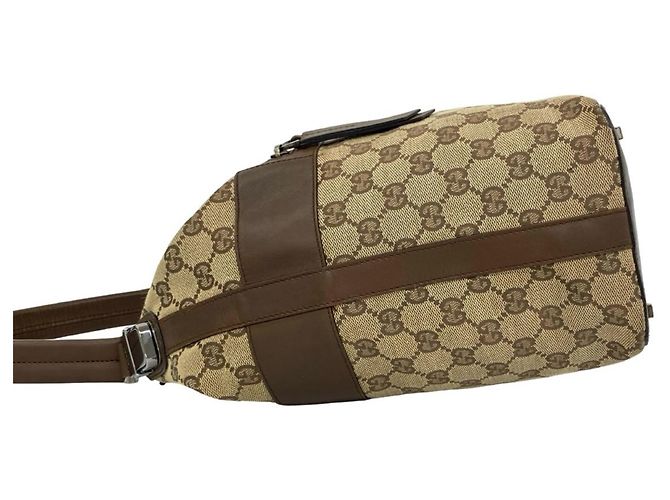 Borsa Tote a Spalla Gucci con Logo Hardware e Motivo GG Marrone - vista 5