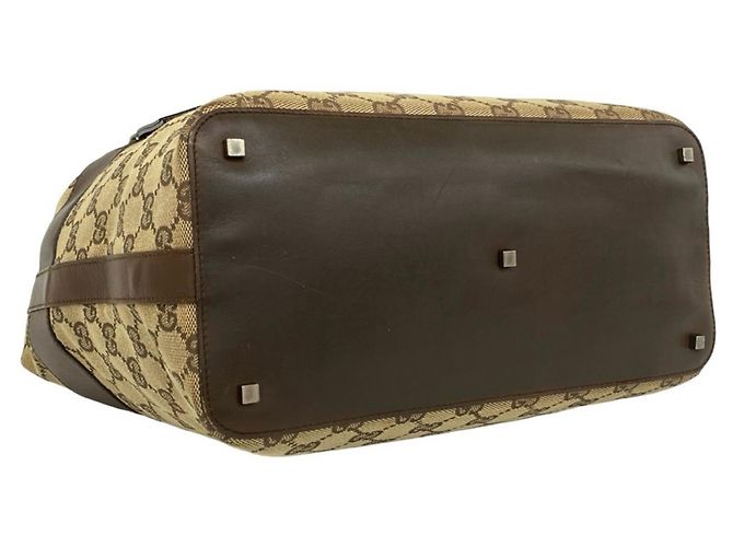 Borsa Tote a Spalla Gucci con Logo Hardware e Motivo GG Marrone - vista 7