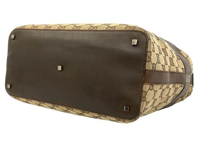 Borsa Tote a Spalla Gucci con Logo Hardware e Motivo GG Marrone - vista 8
