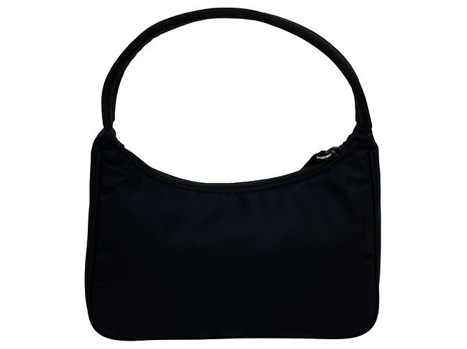 Mini bolsa pouch em nylon Tessuto com placa de logo triangular Prada Preto - vista 3