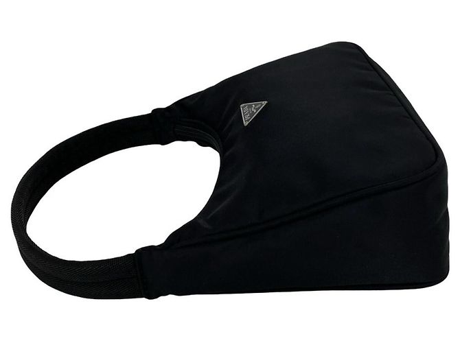 Mini bolsa pouch em nylon Tessuto com placa de logo triangular Prada Preto - vista 5