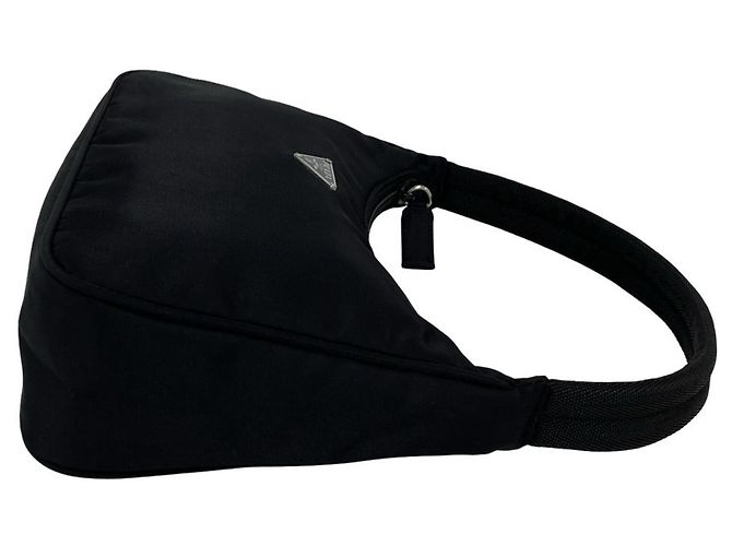 Mini bolsa pouch em nylon Tessuto com placa de logo triangular Prada Preto - vista 6