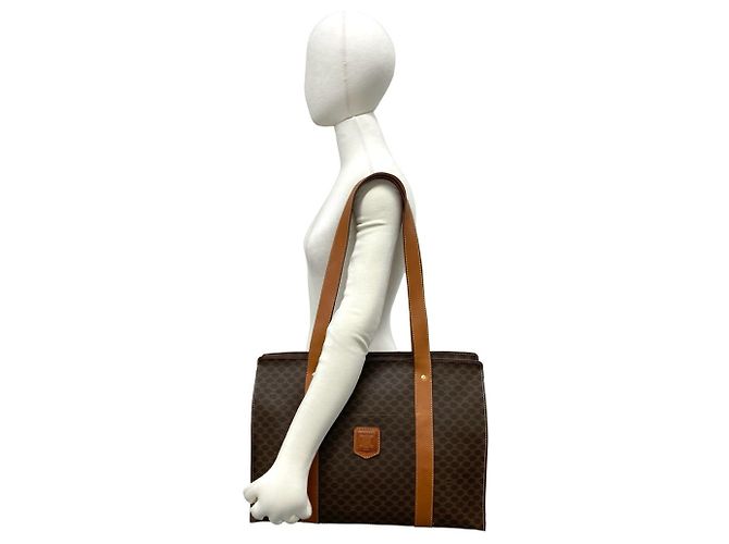 Céline Celine Vintage Macadam Blazon Leder Tote Bag Braun - Ansicht 2