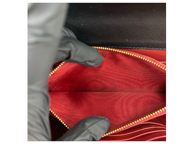 Borsa a spalla con catena in pelle Saffiano Prada Nero - vista 10