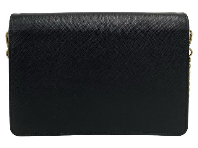Borsa a spalla con catena in pelle Saffiano Prada Nero - vista 3