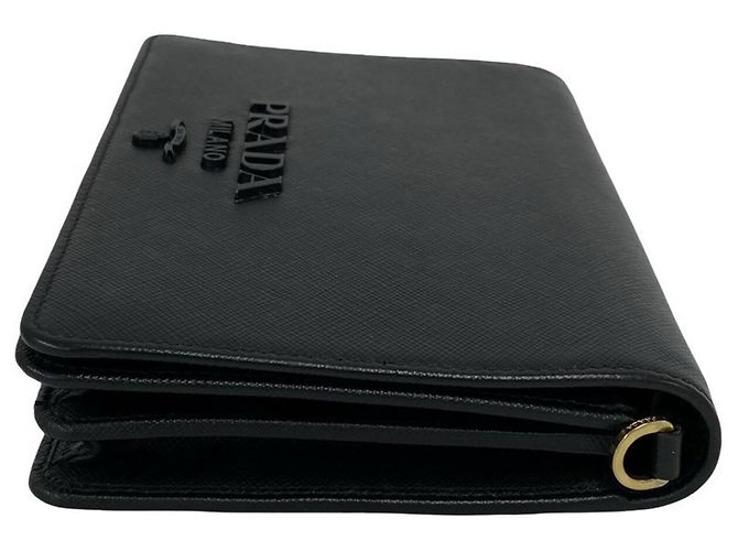 Borsa a spalla con catena in pelle Saffiano Prada Nero - vista 5