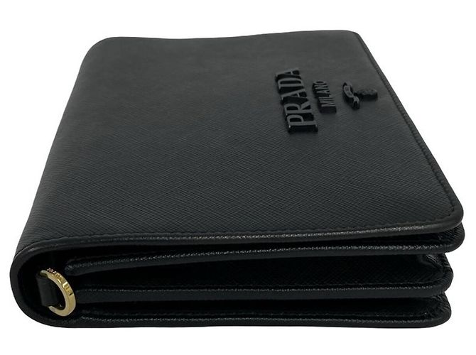 Borsa a spalla con catena in pelle Saffiano Prada Nero - vista 6