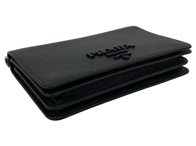 Borsa a spalla con catena in pelle Saffiano Prada Nero - vista 7