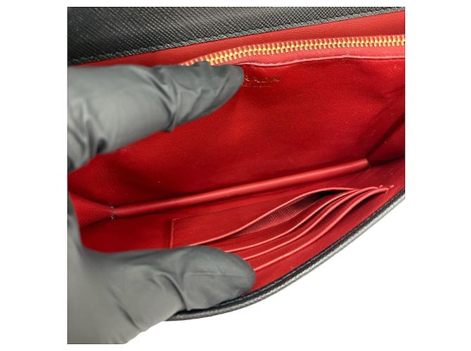 Borsa a spalla con catena in pelle Saffiano Prada Nero - vista 9