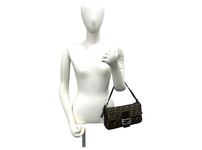 Zucca Fendi Vintage Mamma Bucket Handtasche Braun Schwarz - Ansicht 2