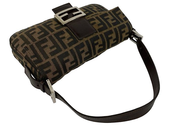 Zucca Fendi Vintage Mamma Bucket Handtasche Braun Schwarz - Ansicht 4